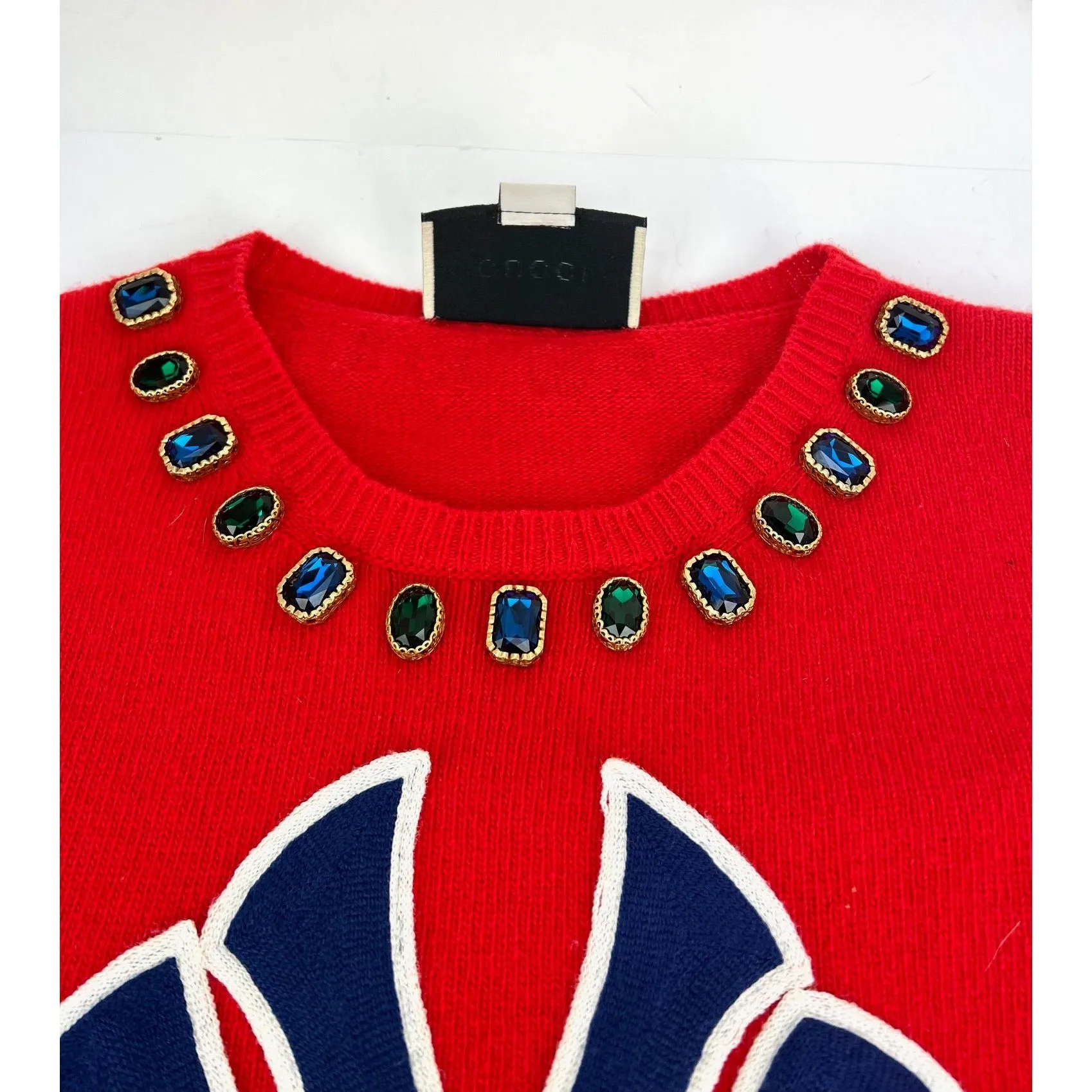 Gucci Womens NY Yankees Wool Red Sweater Pullover