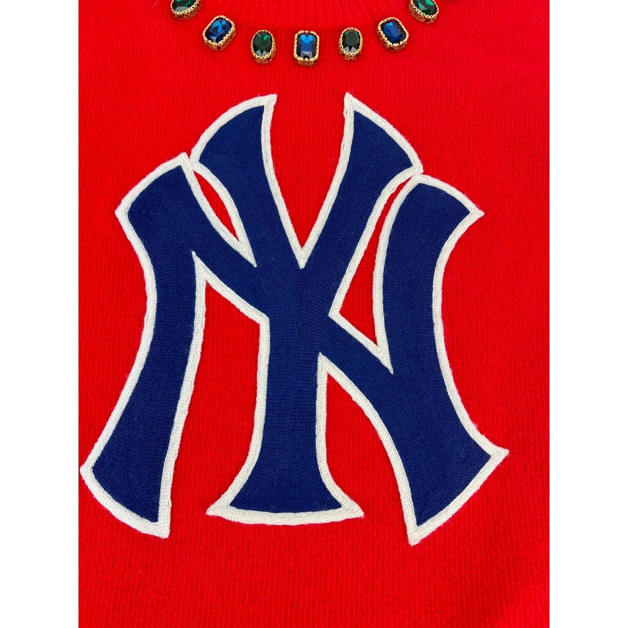 Gucci Womens NY Yankees Wool Red Sweater Pullover