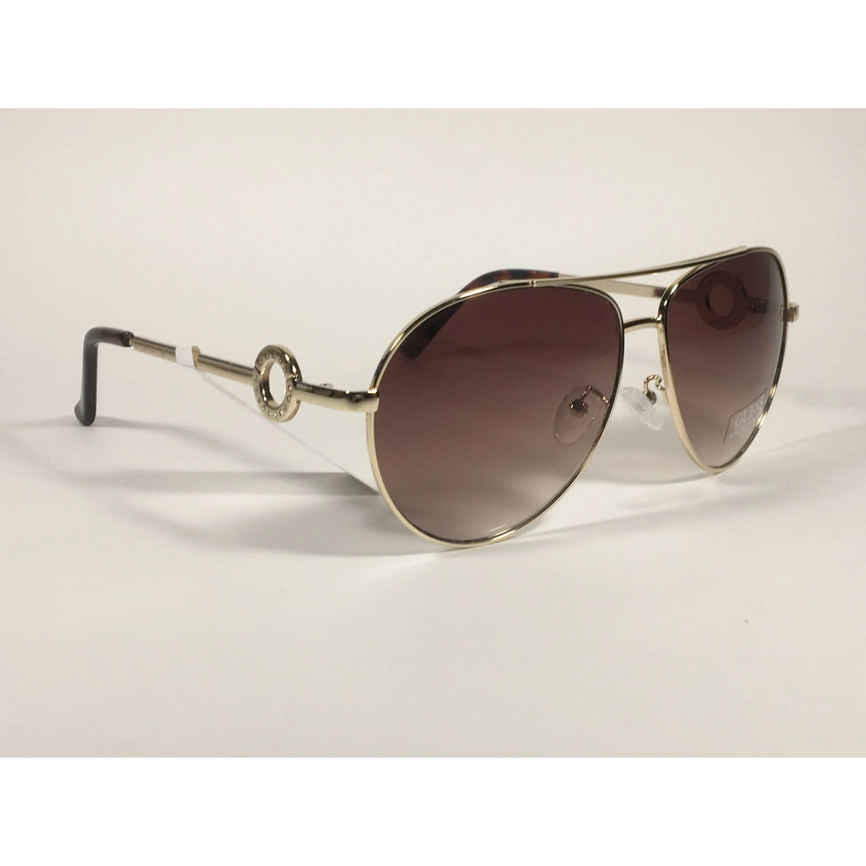 Guess Aviator Sunglasses Gold Frame Brown Gradient Lens GF0364 32F