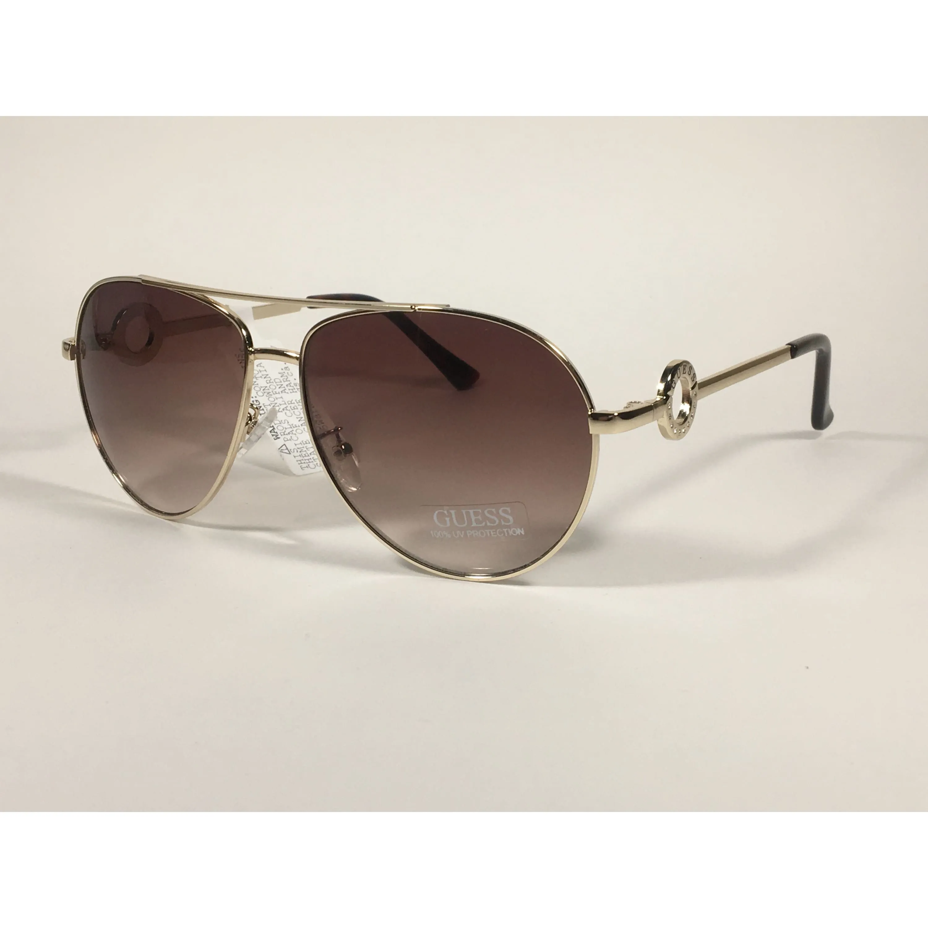 Guess Aviator Sunglasses Gold Frame Brown Gradient Lens GF0364 32F