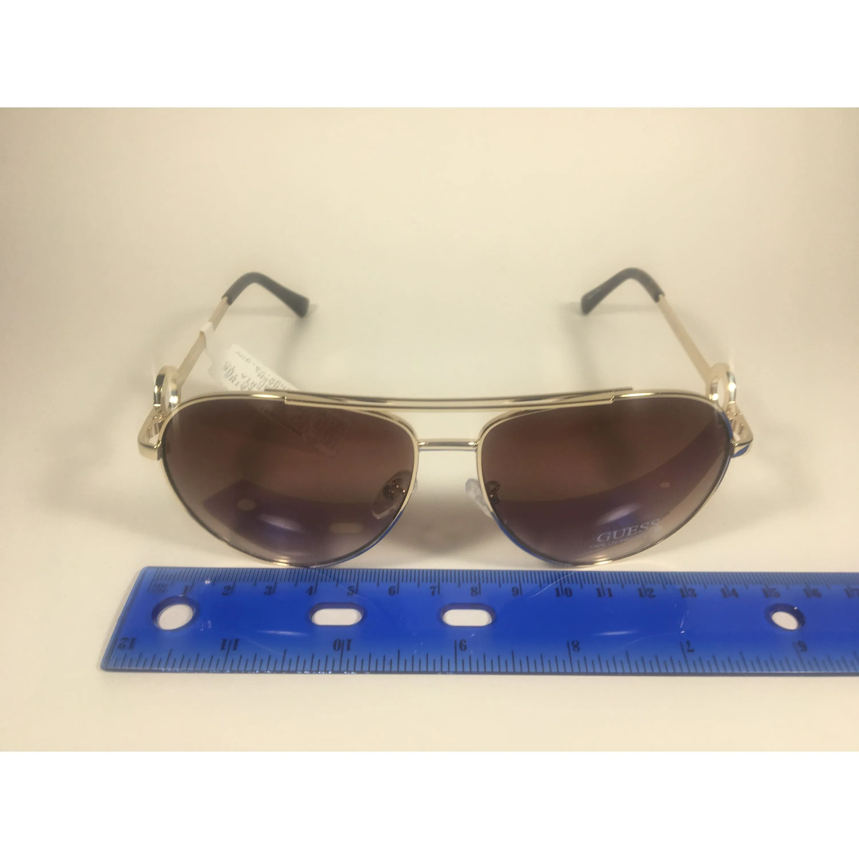Guess Aviator Sunglasses Gold Frame Brown Gradient Lens GF0364 32F