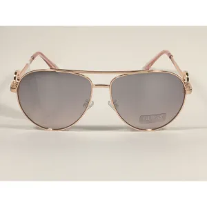 Guess Aviator Sunglasses Rose Gold Frame Silver Mirror Lens GF0364 28U