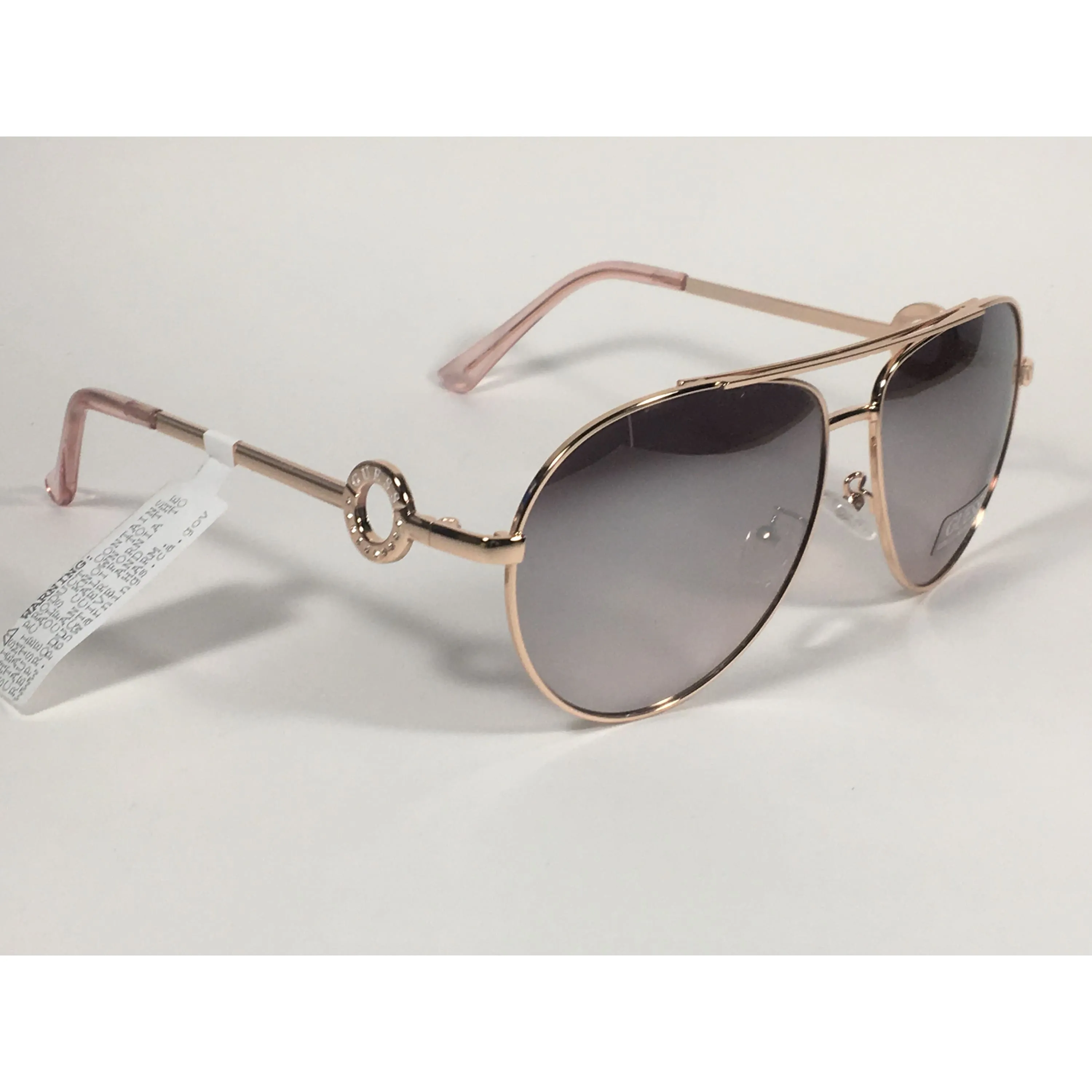 Guess Aviator Sunglasses Rose Gold Frame Silver Mirror Lens GF0364 28U