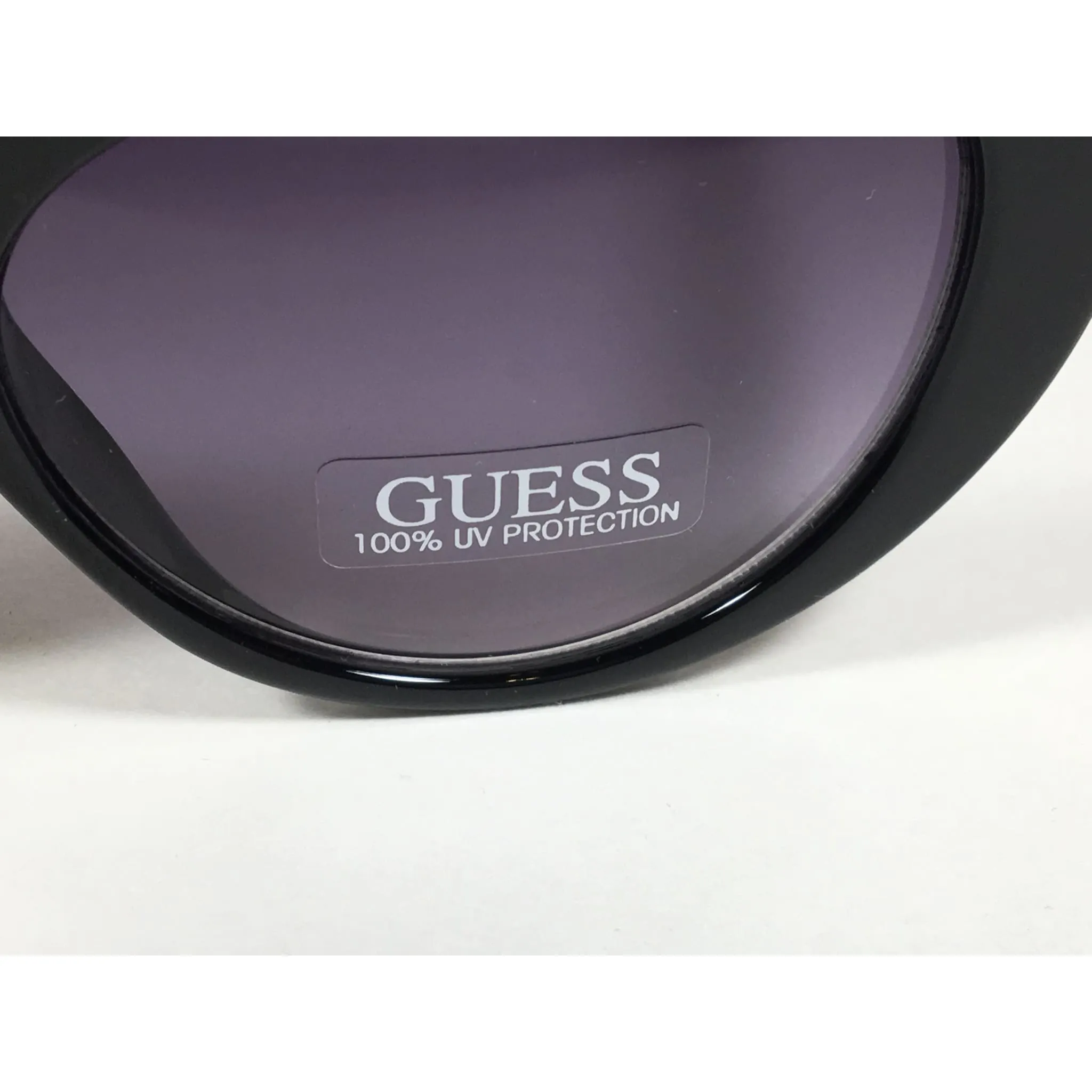 Guess Cat Eye Sunglasses Black Frame Gold Trim Smoke Gray Gradient GF0348 01B