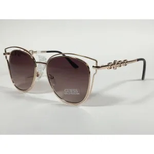 Guess Cat Eye Sunglasses Gold Tone Metal Brown Gradient Lens GF0343 32F