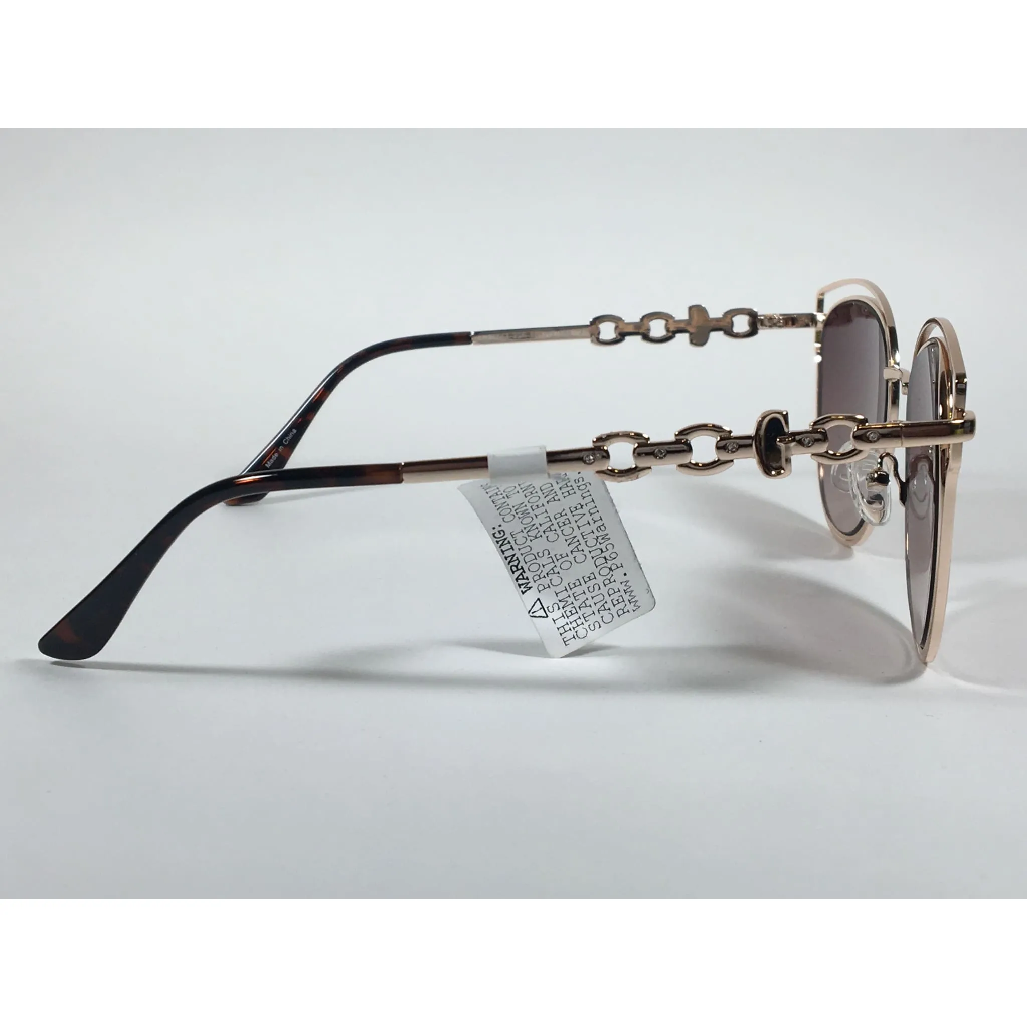Guess Cat Eye Sunglasses Gold Tone Metal Brown Gradient Lens GF0343 32F