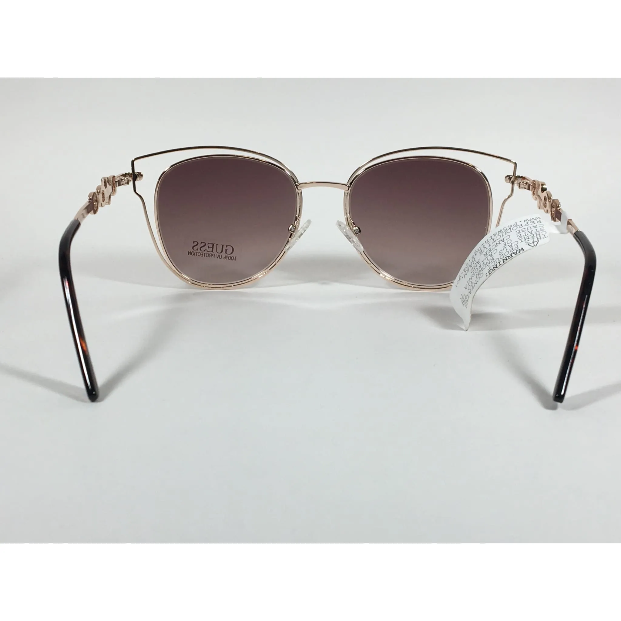 Guess Cat Eye Sunglasses Gold Tone Metal Brown Gradient Lens GF0343 32F