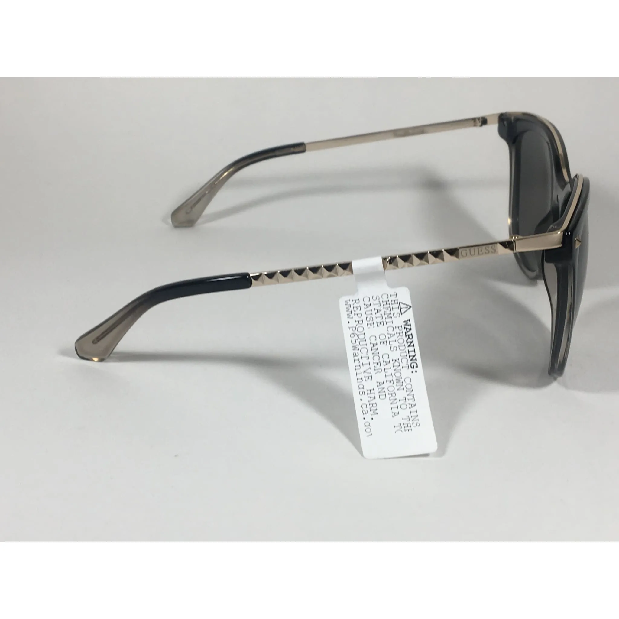 Guess Oversized Designer Sunglasses Black Crystal and Gold Silver Mirror Lens GF0302 05C