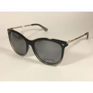 Guess Oversized Designer Sunglasses Black Crystal and Gold Silver Mirror Lens GF0302 05C