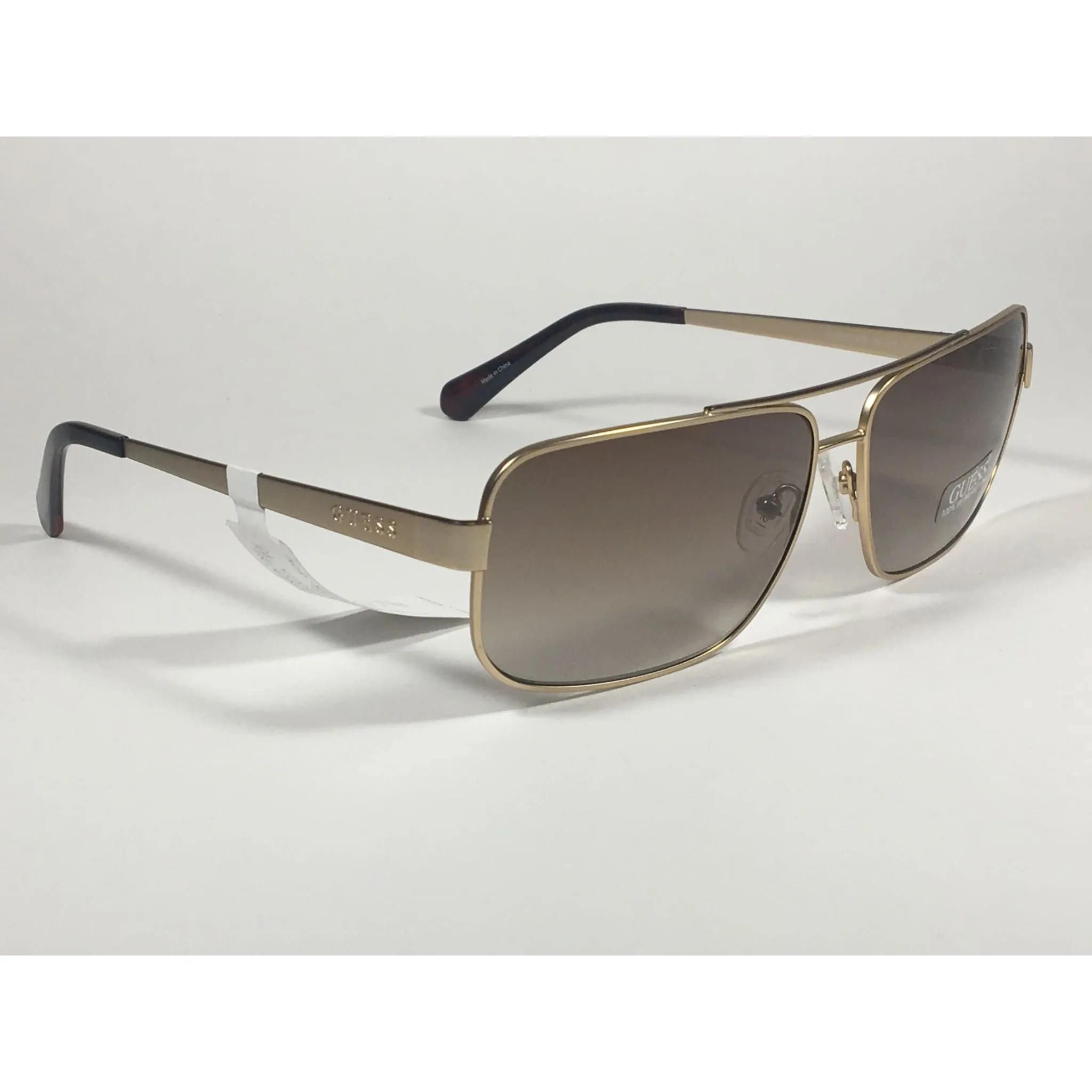Guess Rectangle GU6931 32N Sunglasses Matte Gold Metal Frame Brown Gradient Lens