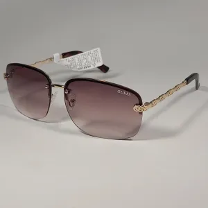 Guess Rimless Sunglasses Gold Tone  Frame Metal Brown Gradient Lens GF0388 32F