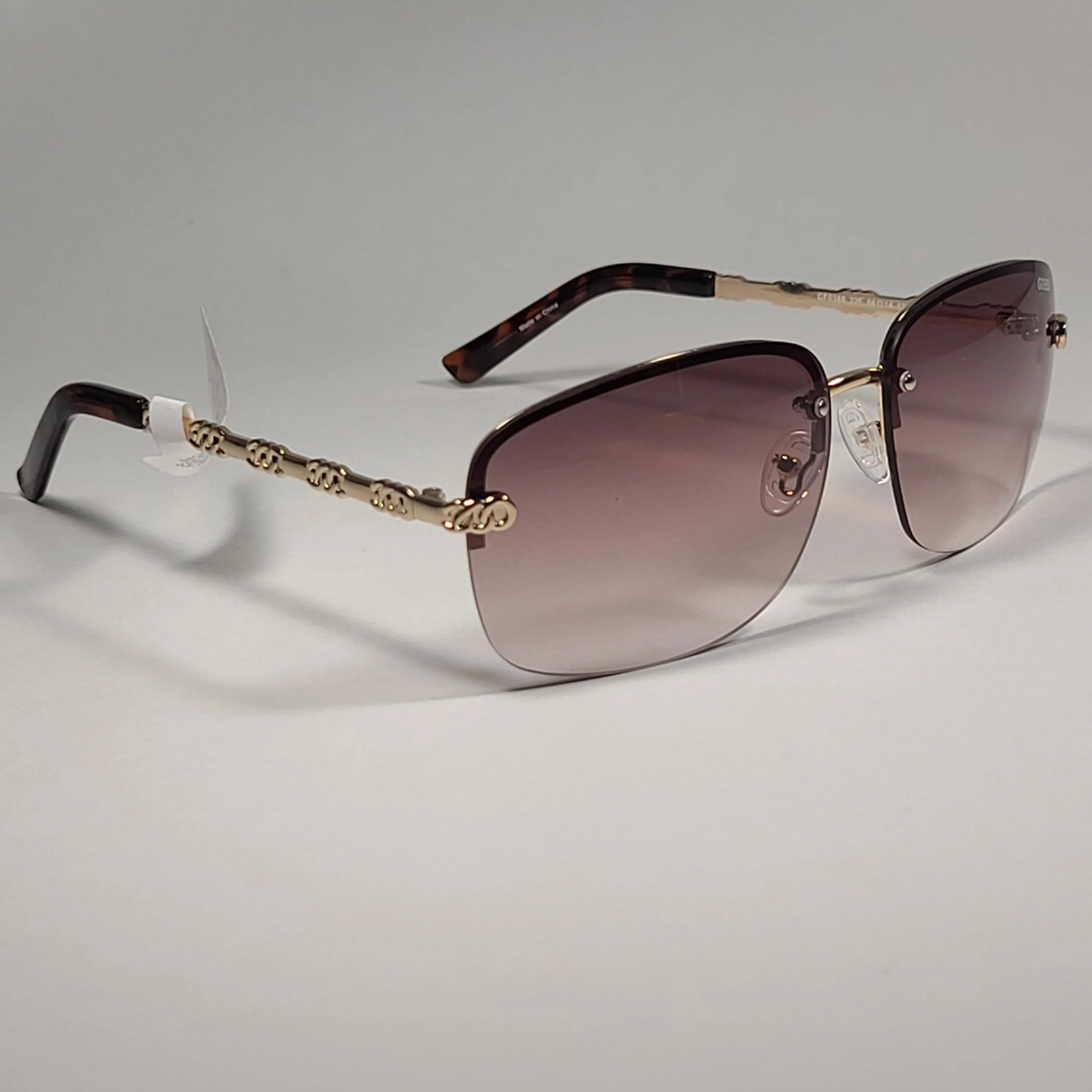 Guess Rimless Sunglasses Gold Tone  Frame Metal Brown Gradient Lens GF0388 32F
