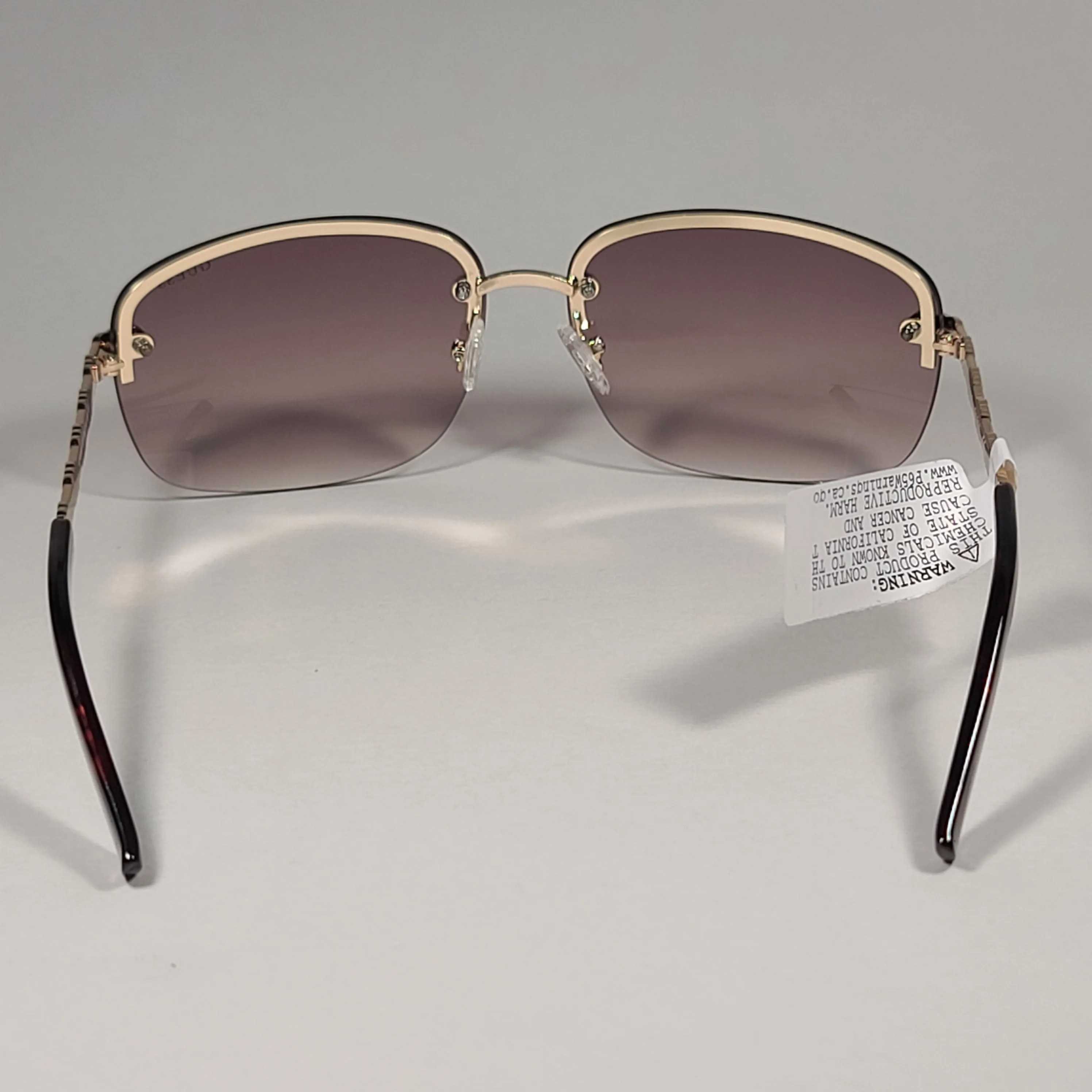 Guess Rimless Sunglasses Gold Tone  Frame Metal Brown Gradient Lens GF0388 32F