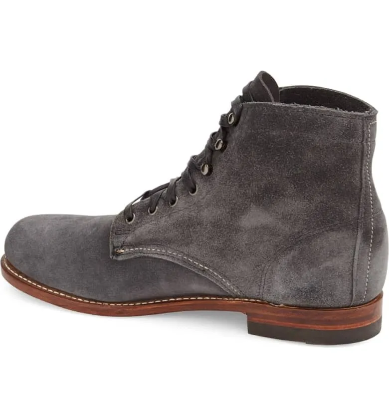 Handmade Gray Suede Ankle Boots for Men, Casual Lace Up Footwear