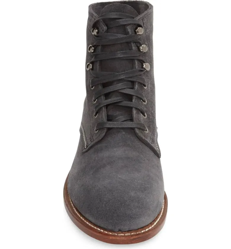 Handmade Gray Suede Ankle Boots for Men, Casual Lace Up Footwear