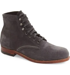 Handmade Gray Suede Ankle Boots for Men, Casual Lace Up Footwear