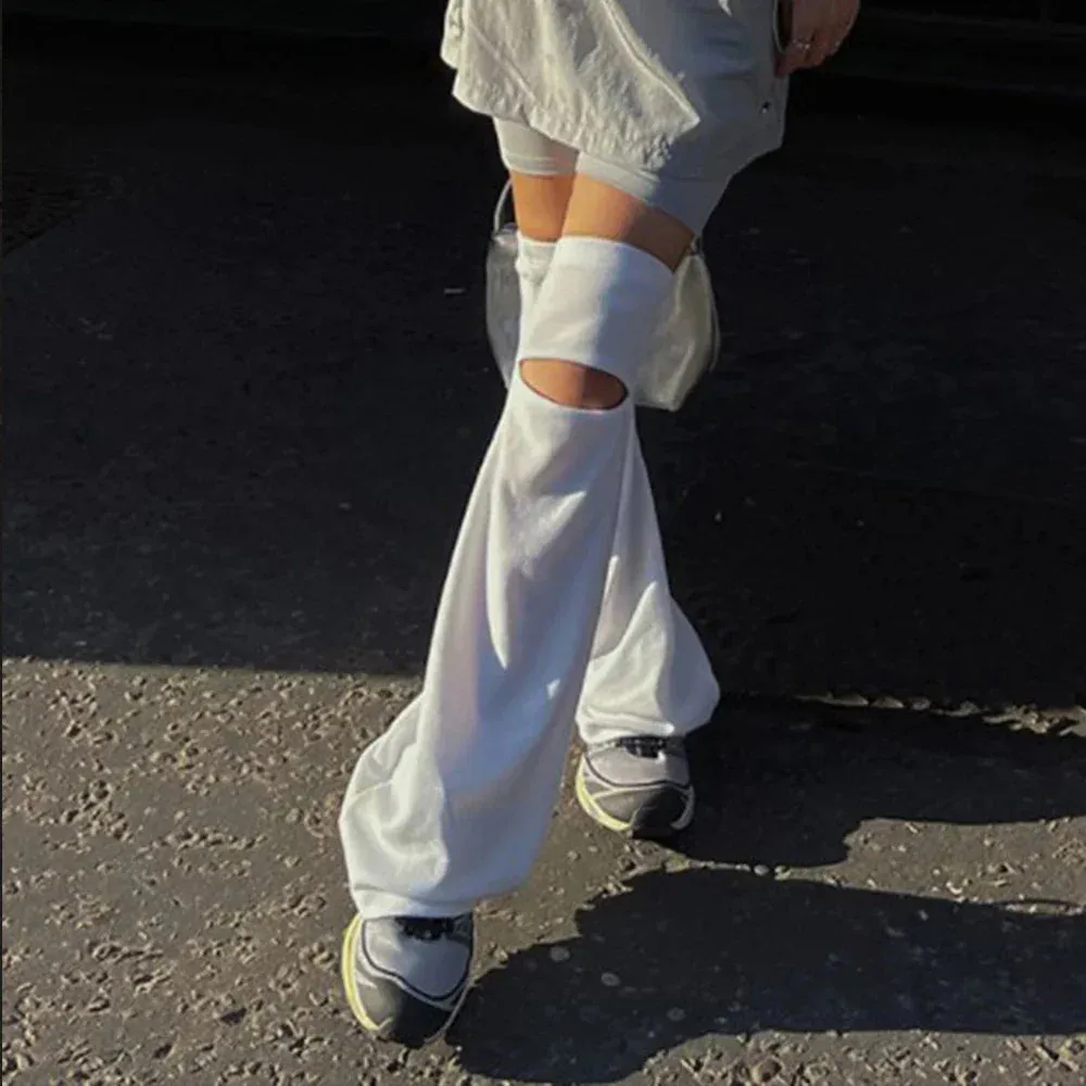 Harajuku Style White Hollow Leg Warmers