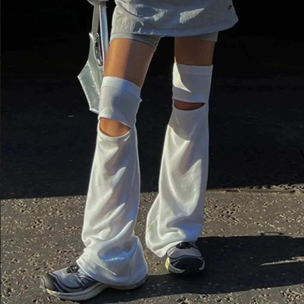 Harajuku Style White Hollow Leg Warmers