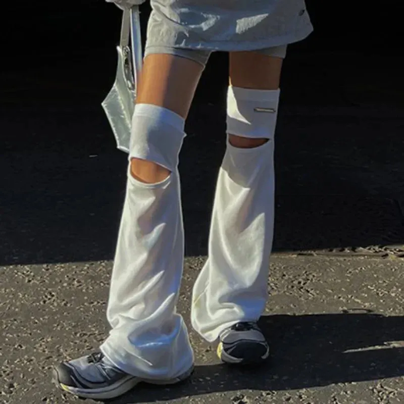 Harajuku Style White Hollow Leg Warmers