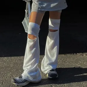Harajuku Style White Hollow Leg Warmers