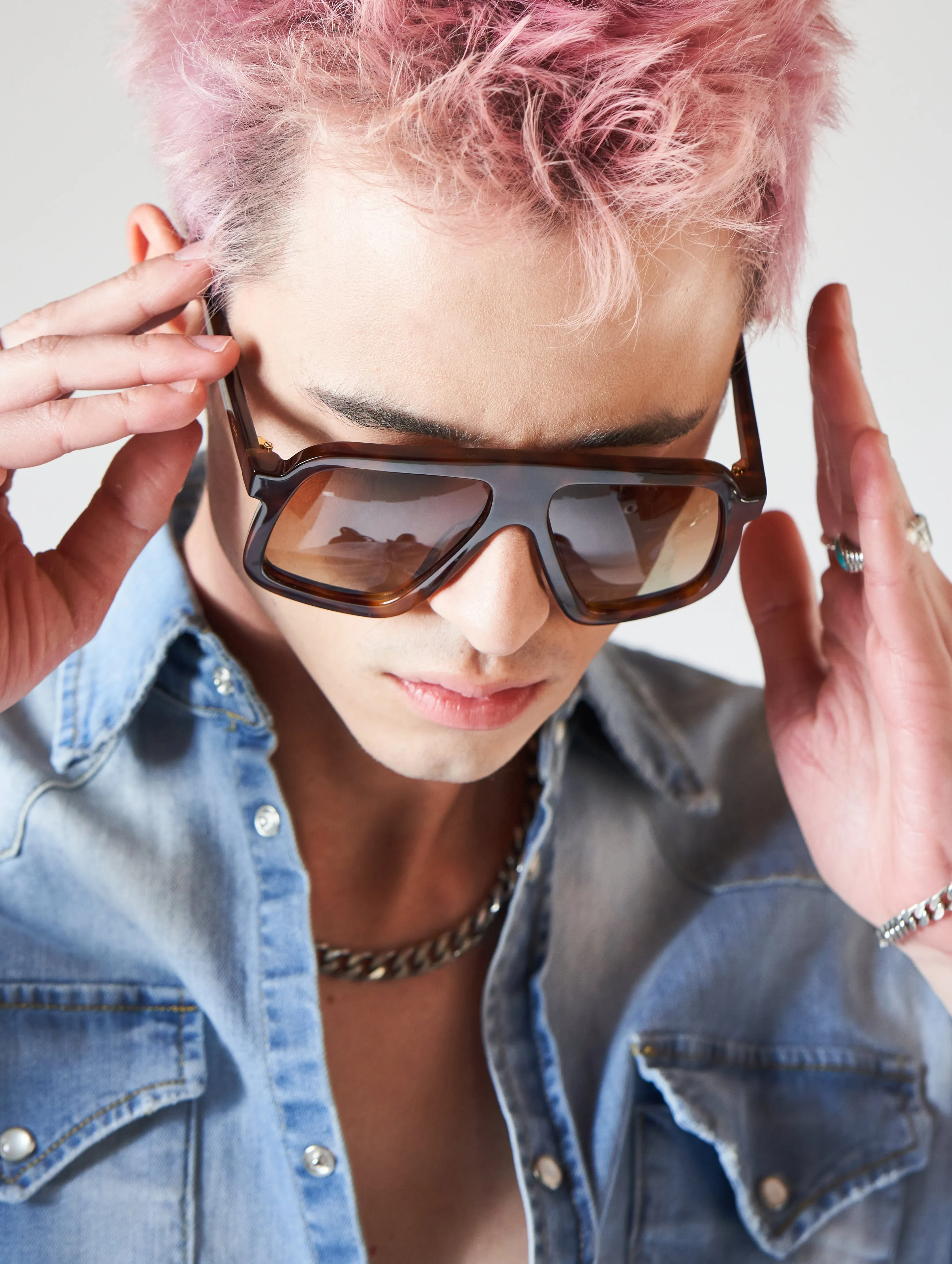 HARRISON GIANT SQUARE SUNGLASSES IN HAVANA-BROWN