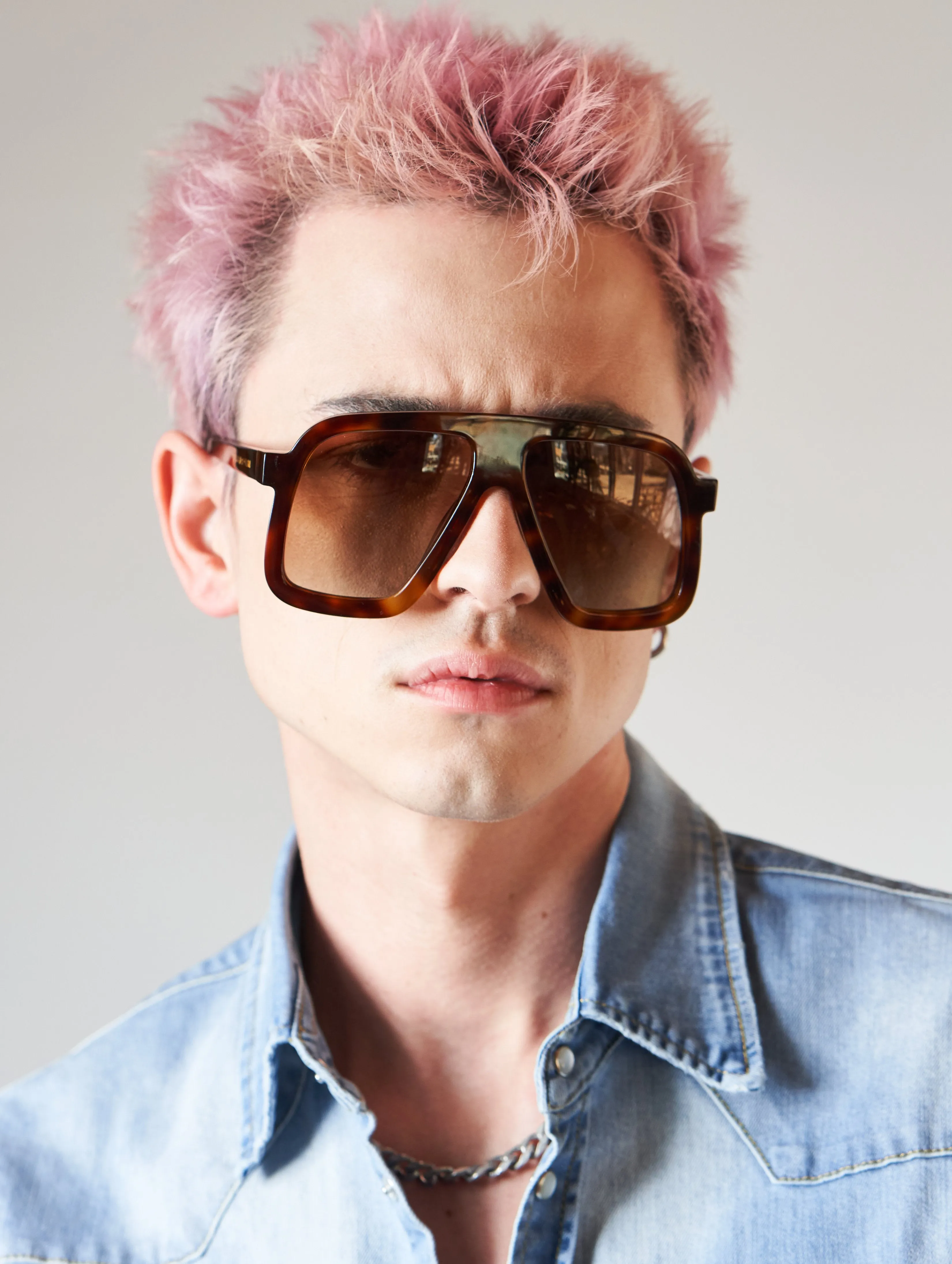HARRISON GIANT SQUARE SUNGLASSES IN HAVANA-BROWN