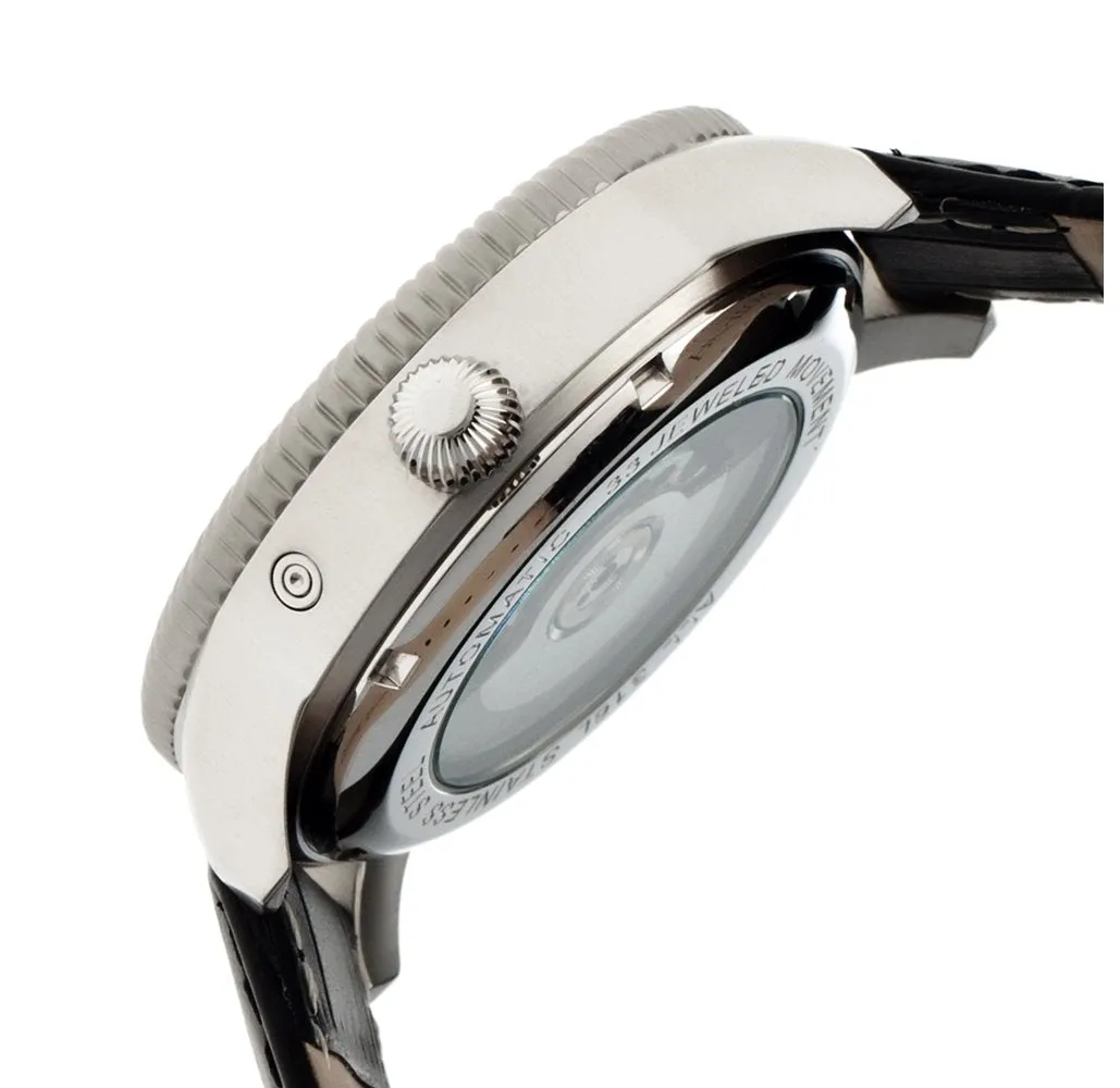 Heritor Piccard Automatic Semi-Skeleton Leather-Band Watch