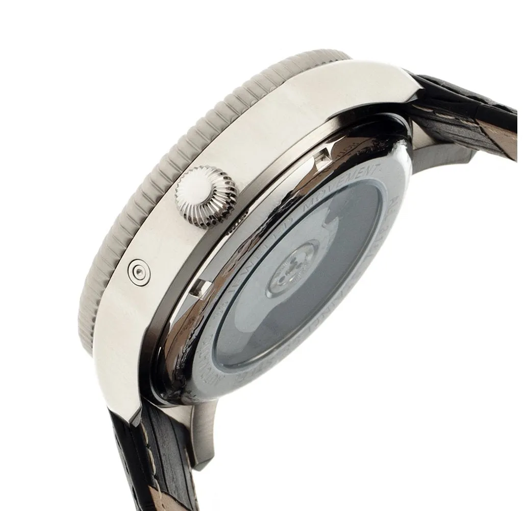 Heritor Piccard Automatic Semi-Skeleton Leather-Band Watch
