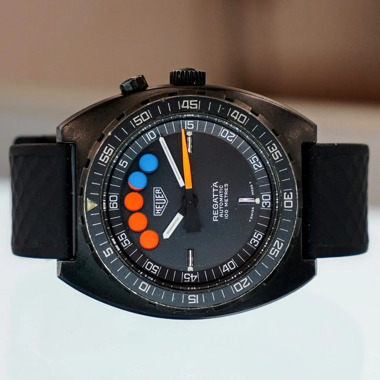 HEUER Regatta Automatic Watch 134.601 Automatic Wristwatch Black PVD-Coated Steel
