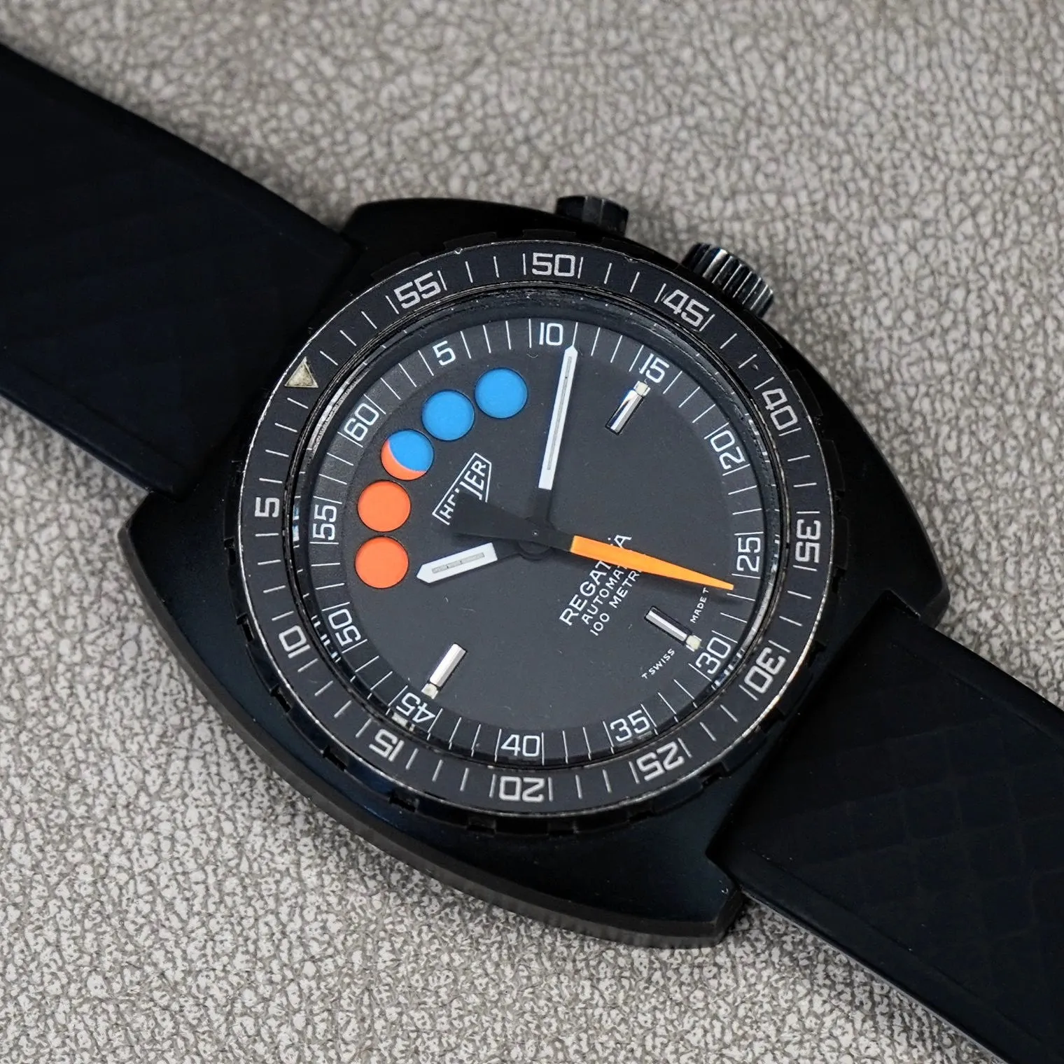 HEUER Regatta Automatic Watch 134.601 Automatic Wristwatch Black PVD-Coated Steel