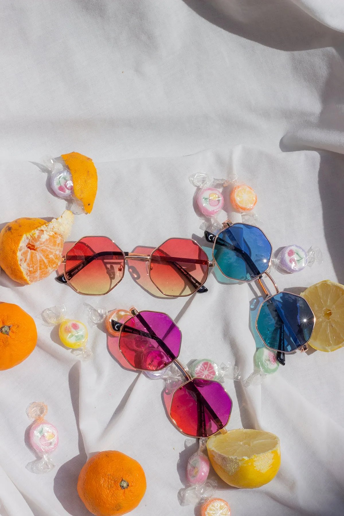 Hexagon Metal Frame Gradient Sunglasses