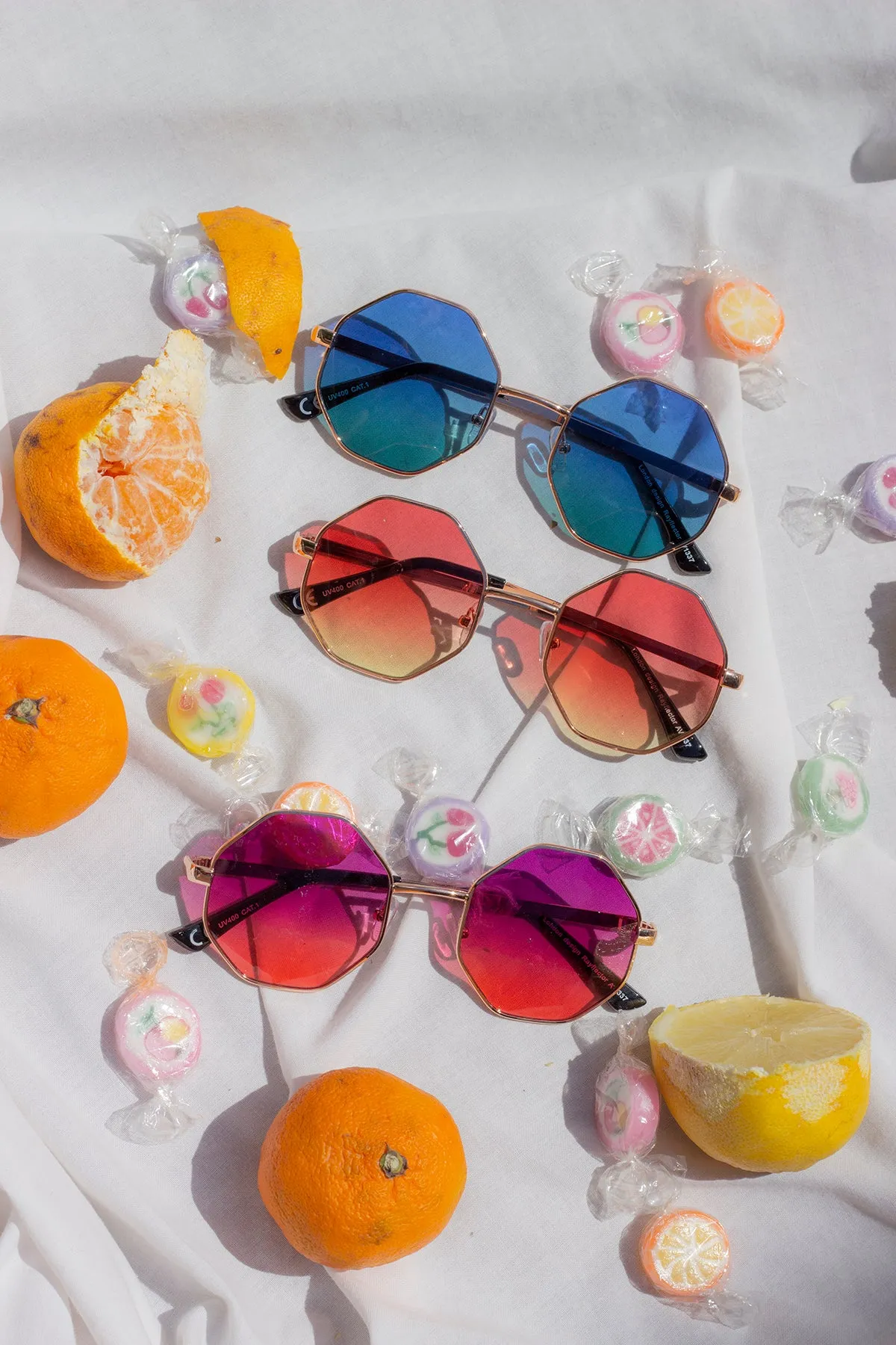 Hexagon Metal Frame Gradient Sunglasses