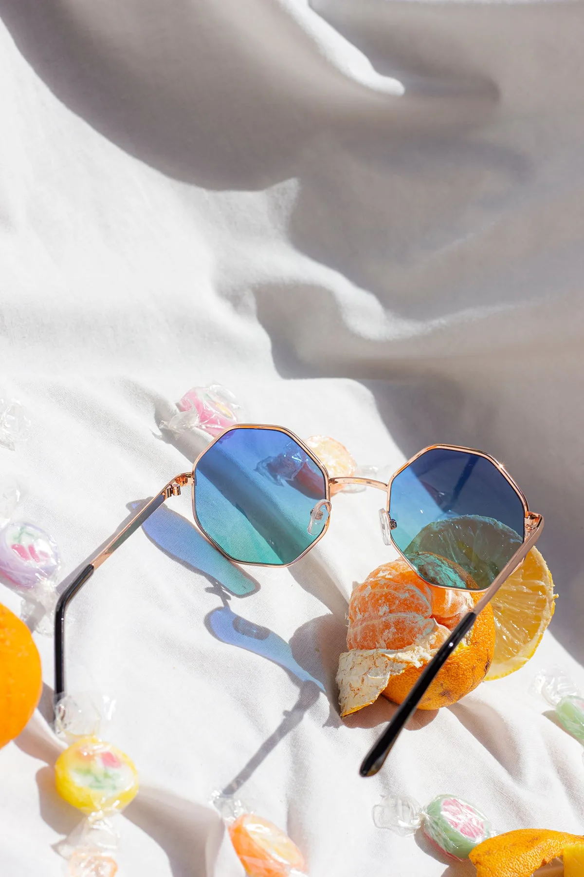 Hexagon Metal Frame Gradient Sunglasses