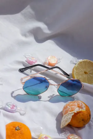Hexagon Metal Frame Gradient Sunglasses