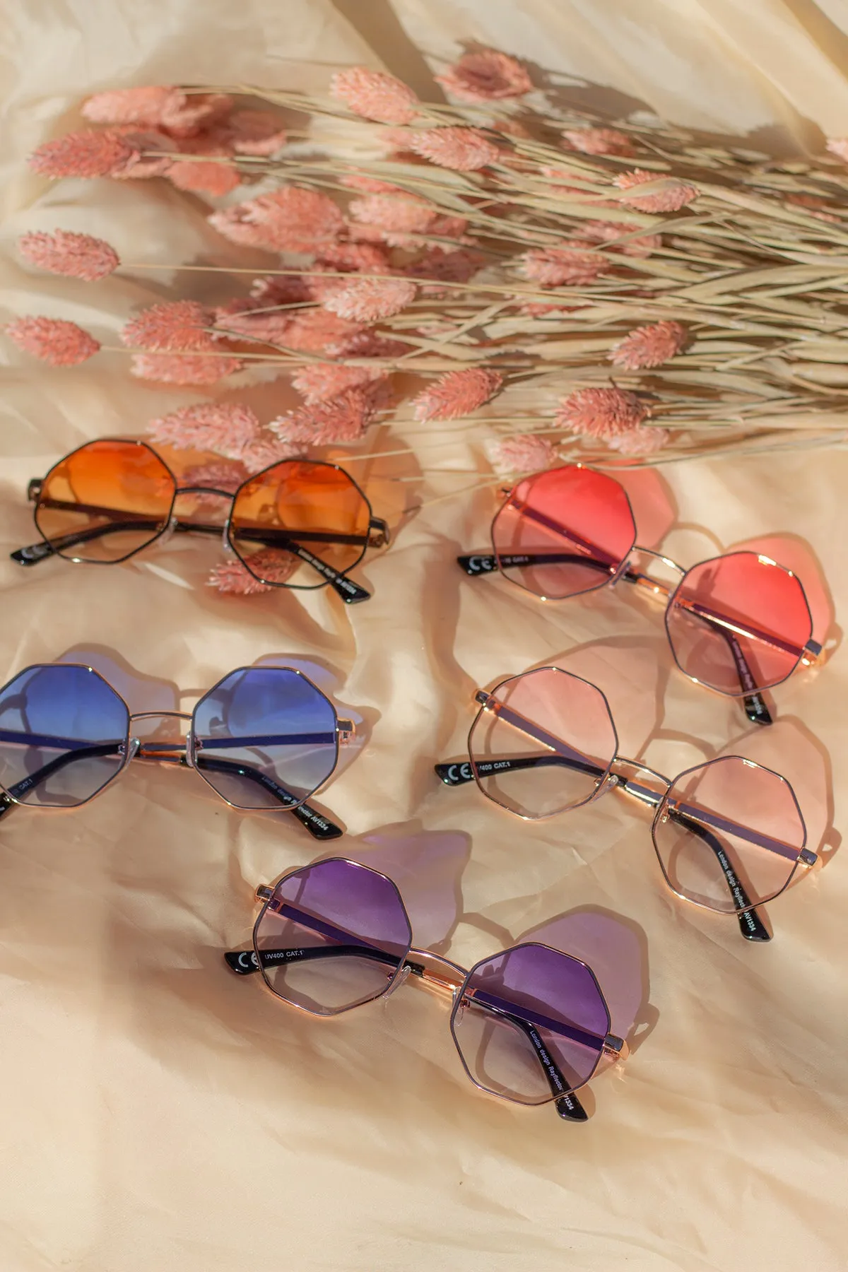 Hexagon Metal Frame Sunglasses