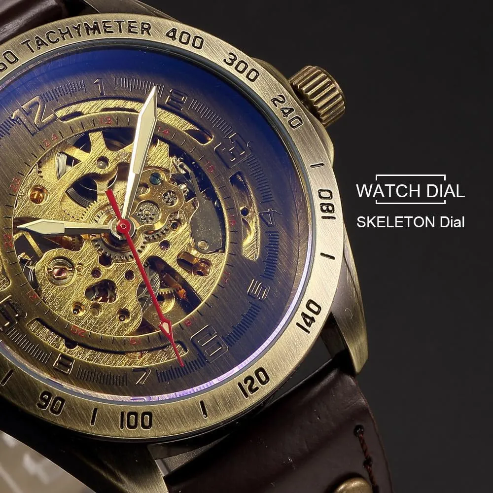 Hollow Mechanical Leather Watch