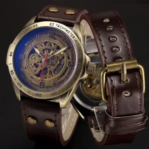 Hollow Mechanical Leather Watch