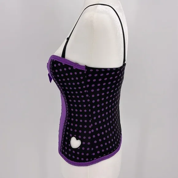 Hot Topic Black and Purple Corset with Heart Cutout Size 32B