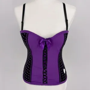 Hot Topic Black and Purple Corset with Heart Cutout Size 32B