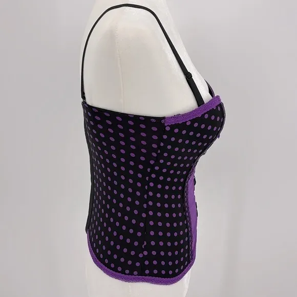 Hot Topic Black and Purple Corset with Heart Cutout Size 32B