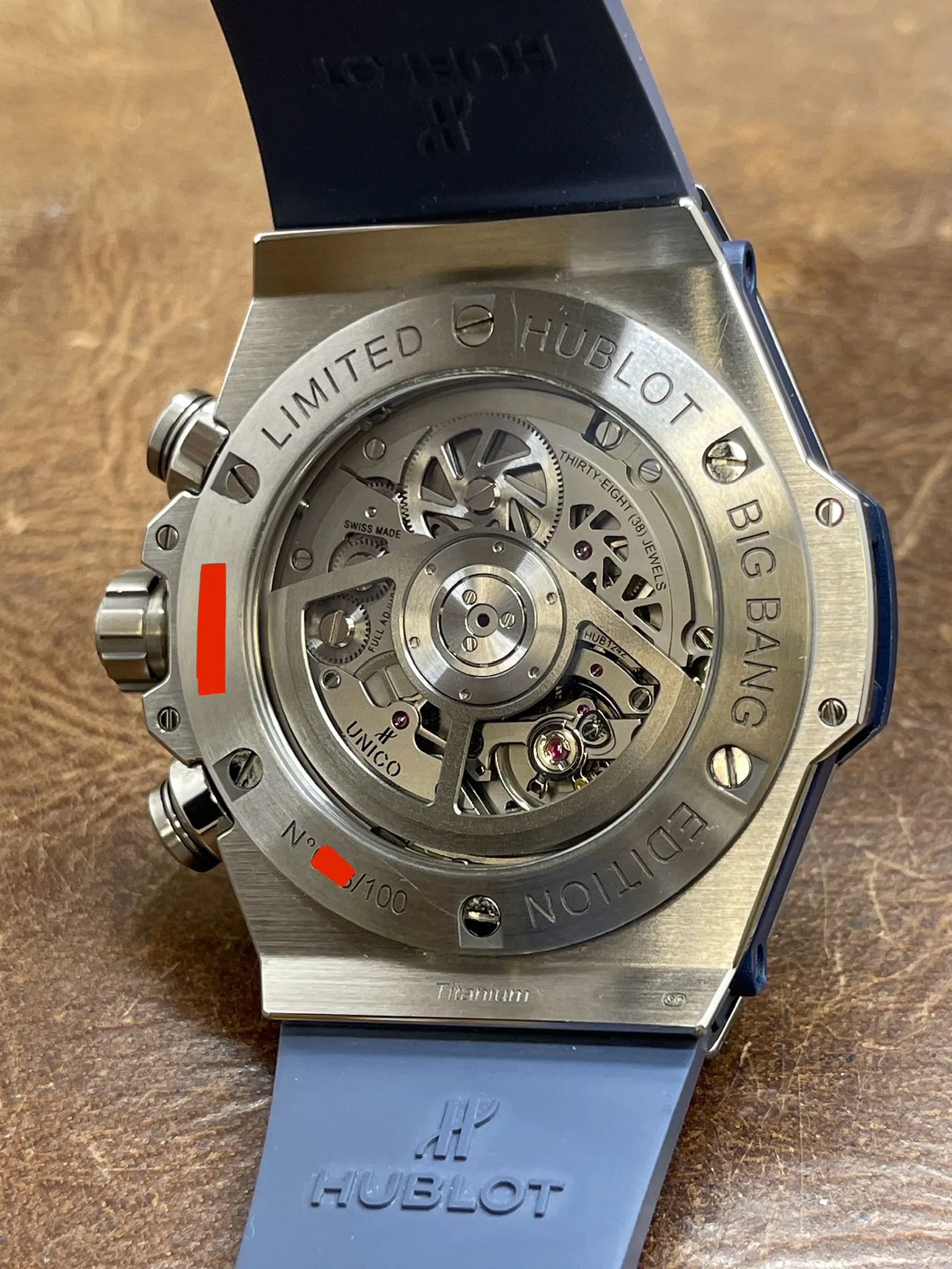 Hublot Big Bang Unico Chronograph Italy Teak Independent 100pcs L.E 411.NQ.5129.NR.ITI19 Blue Skeleton Dial Automatic Men's Watch