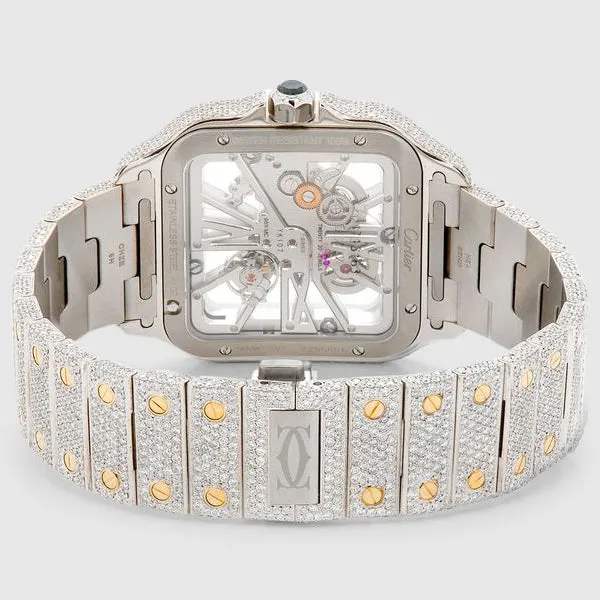 Iced Out Cartier Santos Skeleton 40mm Two Tone Diamond Watch 20.2ct.