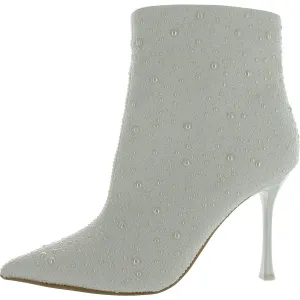 INC Womens Rakima Embellished Pointed Toe Ankle Boots White 9.5 Medium (B,M)