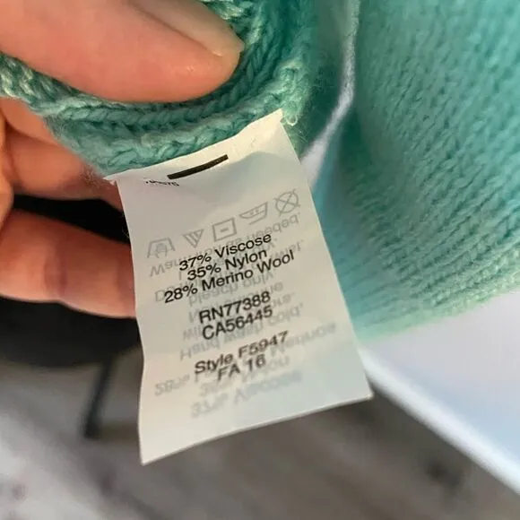 J crew crew neck wool sweater mint aqua XS