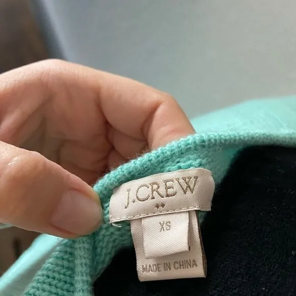 J crew crew neck wool sweater mint aqua XS