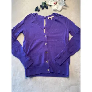 Juicy Couture Purple Bow Back Cardigan XS Sweater 100% Wool Cottagecore Bows Y2K