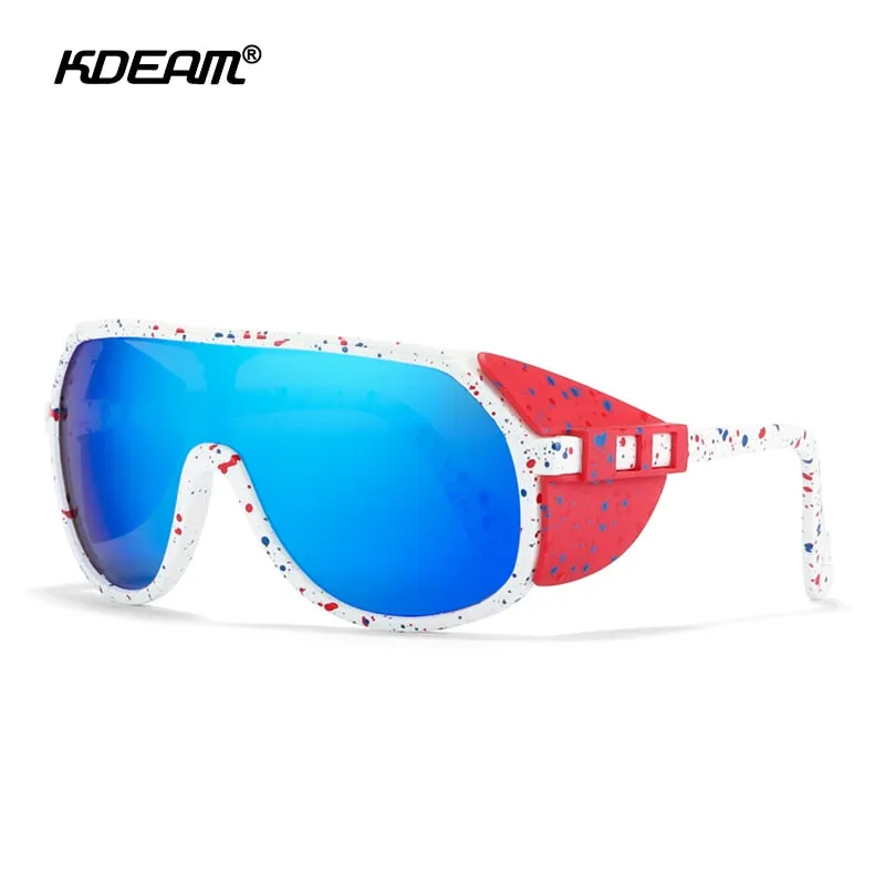 KDEAM One Piece Shape Polarized Sunglasses with Detachable Windproof  Shield