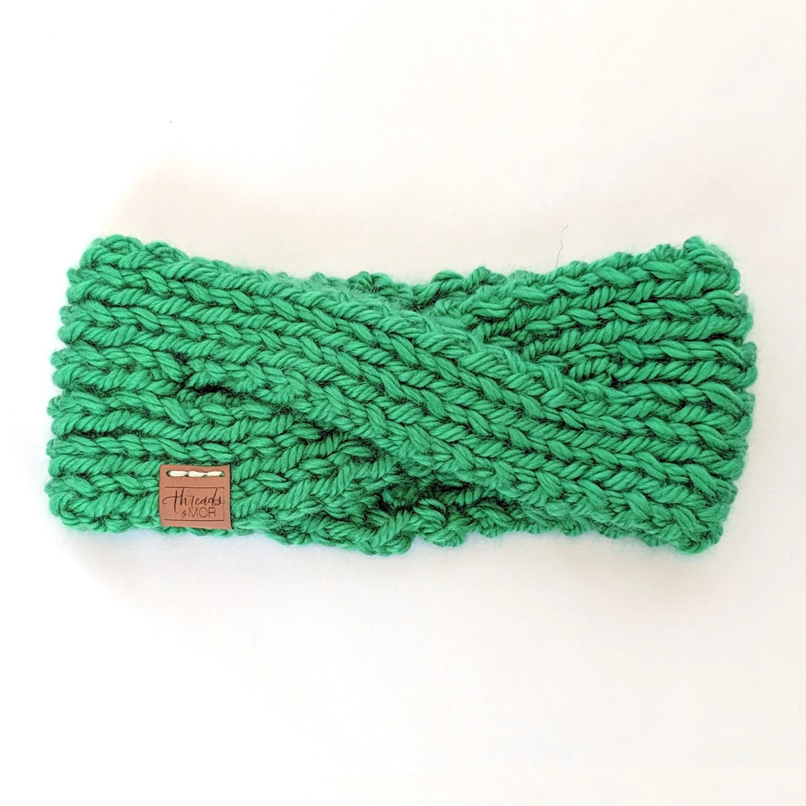 Kelly Green twist knit headband and ear warmer