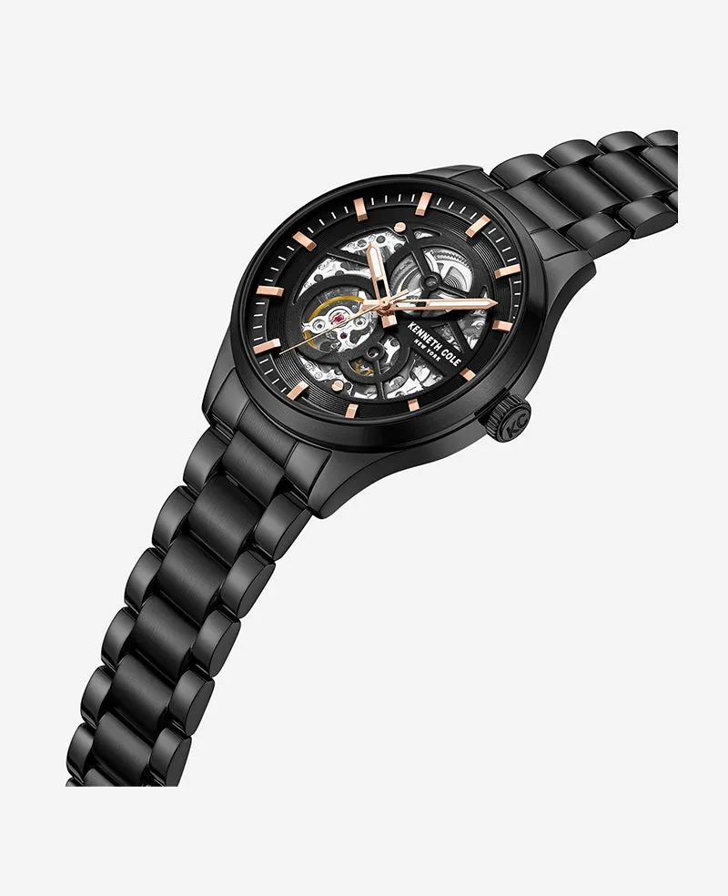 Kenneth Cole New York 42mm Automatic Black Skeleton Men's Watch KCWGY0046403
