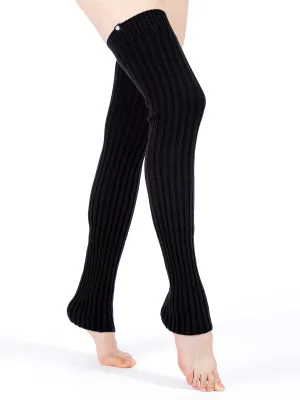 KNEE HIGH LEG WARMERS, BLACK